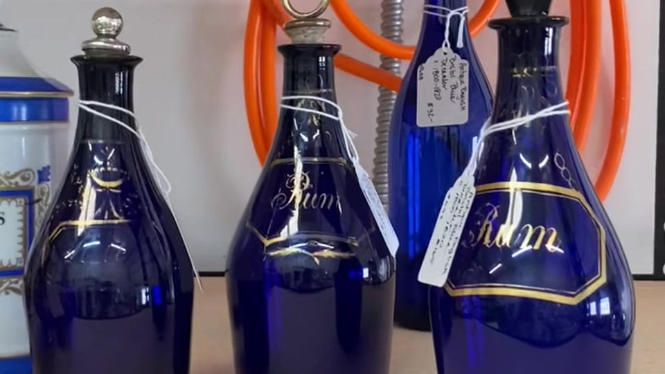 English Bristol Blue Antique Decanters